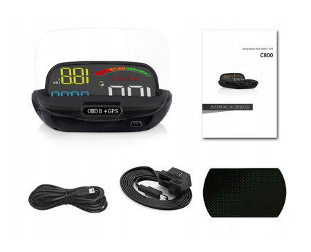 Wyświetlacz projektor LED LCD HUD OBD2 GPS C800