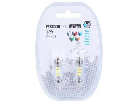 Żarówka VISION Festoon SV8.5 36mm 12V 6x 2835 SMD LED, biała, 2 szt.