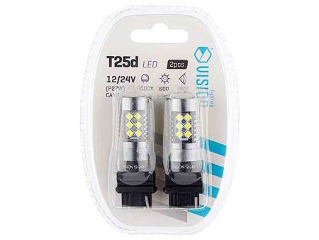 Żarówka VISION P27W (T25) 12/24V 24x 3030 SMD LED, nonpolar, CANBUS, biała, 2 szt.