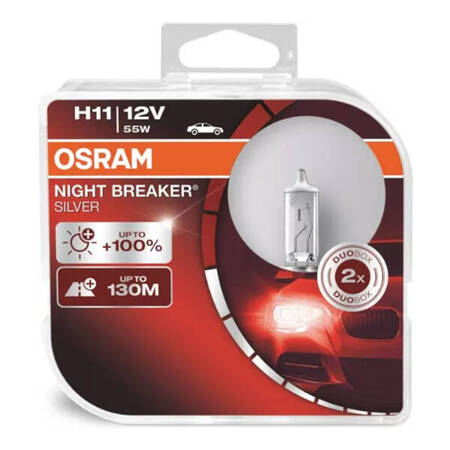 Żarówki halogenowe Osram H11 12V 55W PGJ19-2 NIGHT BREAKER SILVER+100% /2szt./