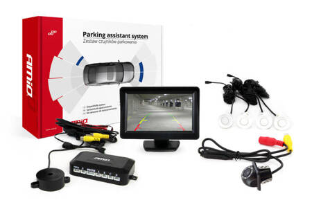 Zestaw czujników parkowania TFT01 4,3" z kamerą HD-305 LED 4 sensory białe