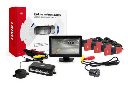 Zestaw czujników parkowania TFT01 4,3" z kamerą HD-307-IR 4 sensory czarne wewnętrzne