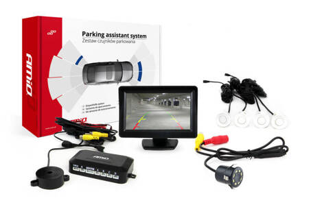 Zestaw czujników parkowania TFT01 4,3" z kamerą HD-308-LED 4 sensory białe