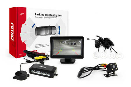 Zestaw czujników parkowania TFT01 4,3" z kamerą HD-315-LED 4 sensory białe