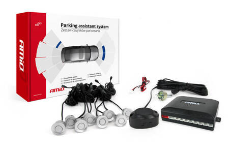 Zestaw czujników parkowania cofania Buzzer 8 sensorów srebrnych