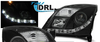 REFLEKTORY OPEL VECTRA C 02-05 BLACK TRUE DRL